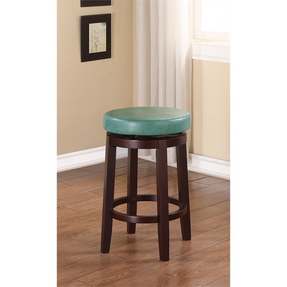 Start2Finish Maya Teal 24-inch counter stool with wooden legs and upholstered seat, ideal for kitchen or bar area.