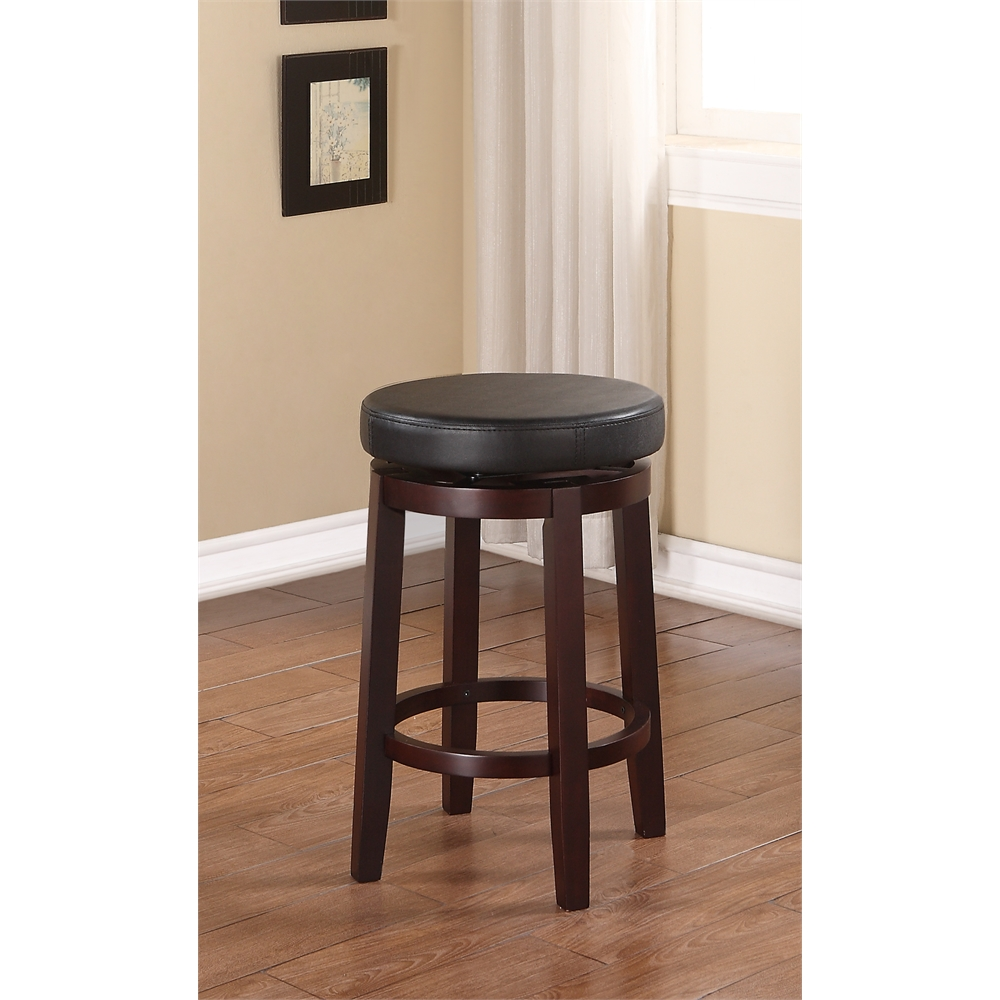 Maya Black 24-inch counter stool from Start2Finish featuring a sleek black wooden seat and sturdy metal legs.