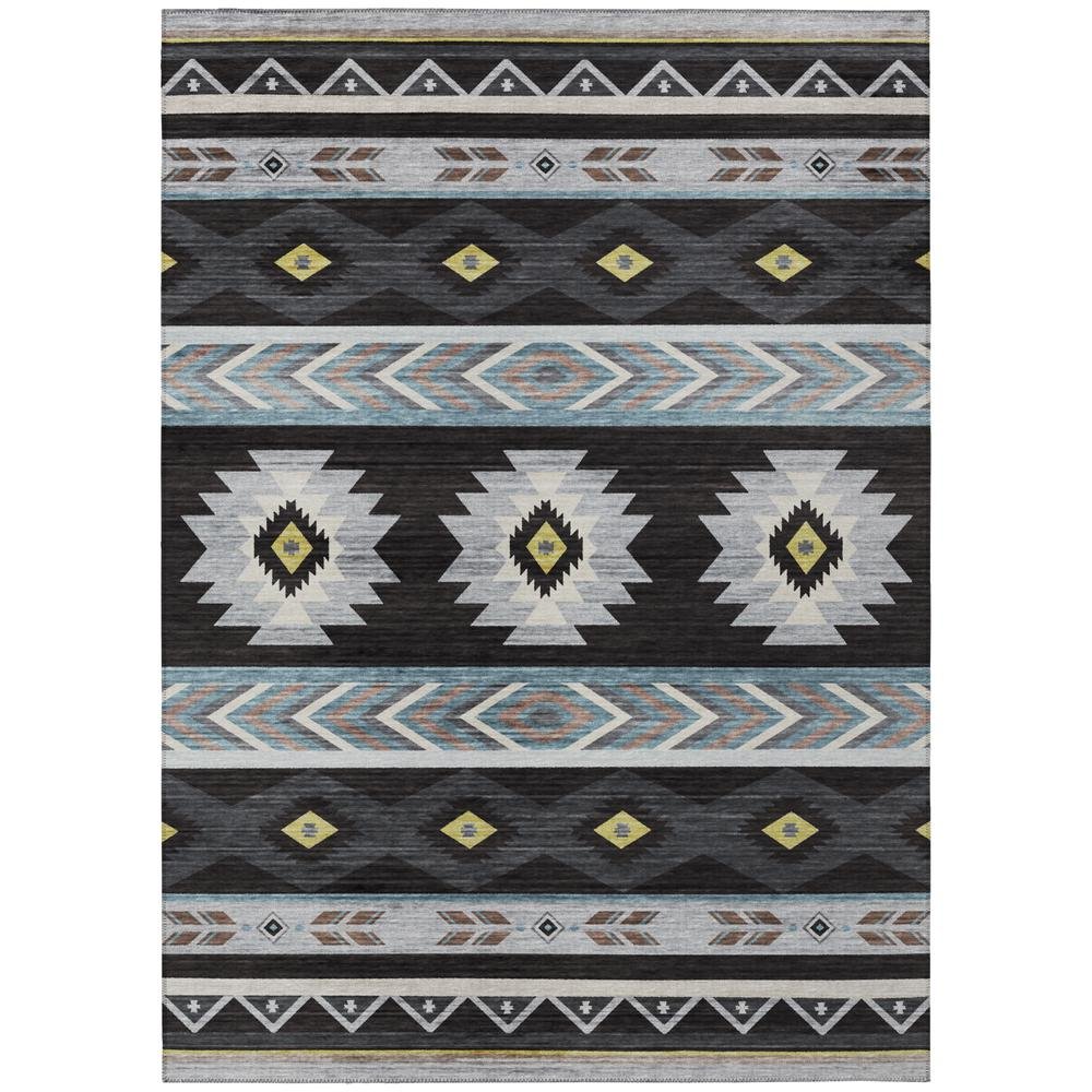 Start2Finish Sonora ASO33 Midnight washable 9x12 indoor/outdoor rug with a dark, patterned design and soft texture.