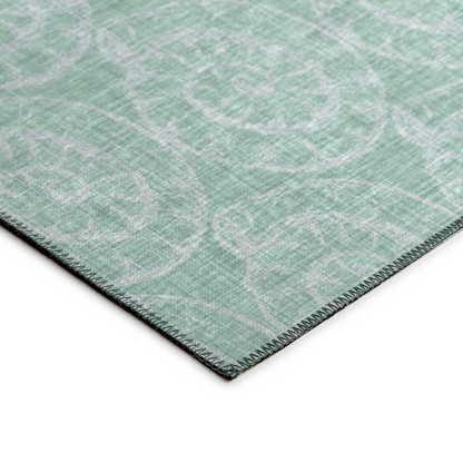 Start2Finish Surfside ASR41 green washable indoor-outdoor rug, 9x12 feet, with a textured, vibrant design suitable for indoor or outdoor use.