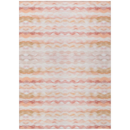 Start2Finish Surfside ASR46 Peach washable indoor/outdoor rug, 9x12 feet, featuring a vibrant peach design with durable, easy-to-clean material.