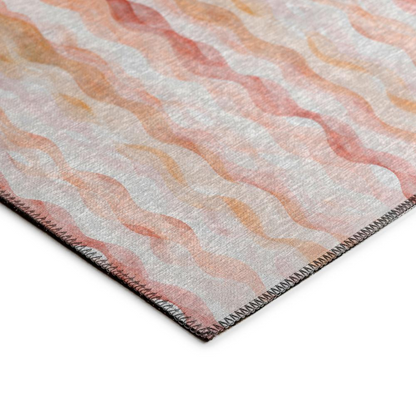 Start2Finish Surfside ASR46 Peach 9x12 washable indoor/outdoor rug with geometric pattern and textured surface.