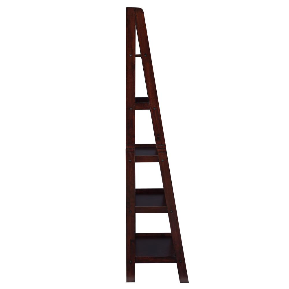 Start2Finish Acadia Ladder Bookshelf in espresso finish, features multiple shelves for books and decor display.