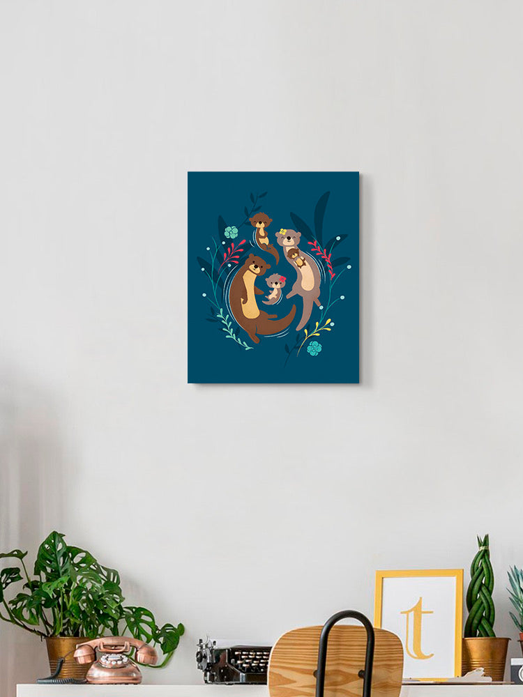Otter family wall art by Jay Fleck Designs featuring a charming illustration of otters, perfect for home decor.