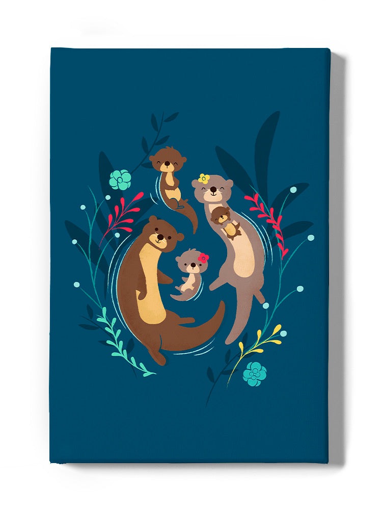 Otter family wall art by Jay Fleck Designs, featuring a charming home decor illustration of otters for wall display.