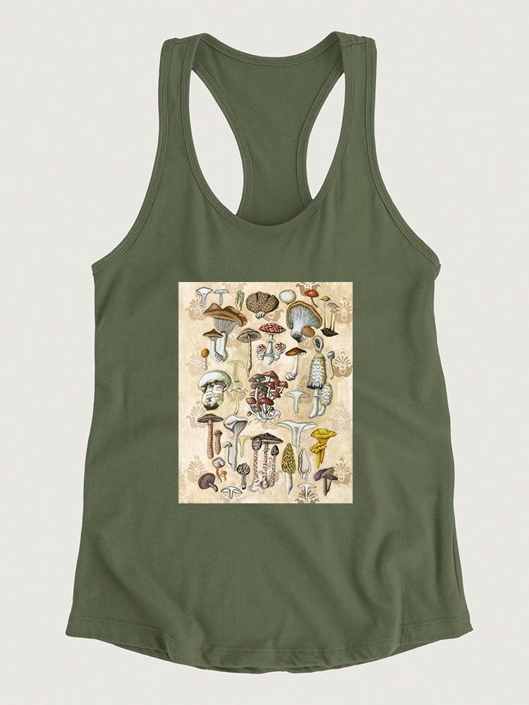 Start2Finish Mycological Study T-shirt featuring Naomi McCavitt Designs with mushroom illustrations on black apparel.