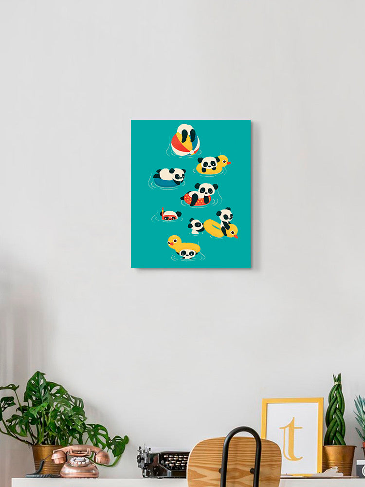 Panda Vacation wall art by Jay Fleck Designs, featuring a playful panda scene for home decor.