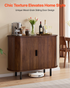 Walnut VEVOR mid-century coffee bar cabinet with fluted doors, sliding doors, and spacious storage for living room or kitchen.