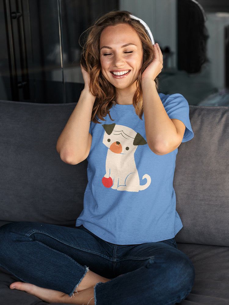 Start2Finish Dog With A Ball T-shirt featuring a playful graphic of a dog holding a ball, casual apparel by Jay Fleck Designs.