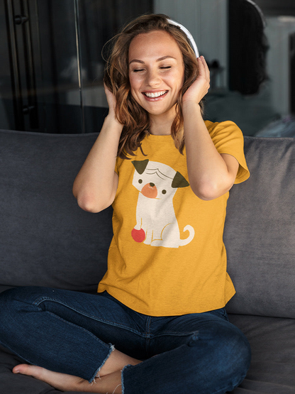 Dog with a ball graphic T-shirt by Jay Fleck Designs for Start2Finish, casual apparel featuring a playful dog image on the front.