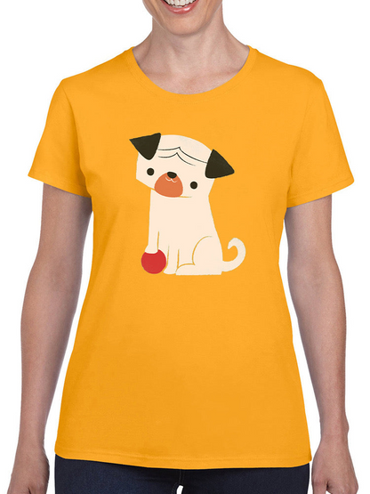 Start2Finish Dog With A Ball T-shirt featuring a playful dog illustration, casual apparel by Jay Fleck Designs.