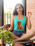 Start2Finish sitting Maltese dog racerback tank top, stylish apparel with a cute Maltese graphic on a comfortable fabric.