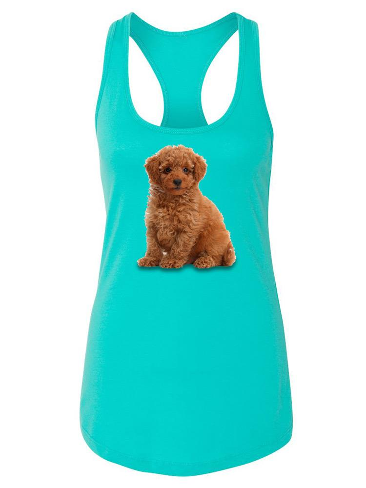 Sitting Maltese dog graphic on Start2Finish Racerback Tank top, apparel featuring a cute, detailed illustration of a Maltese dog.