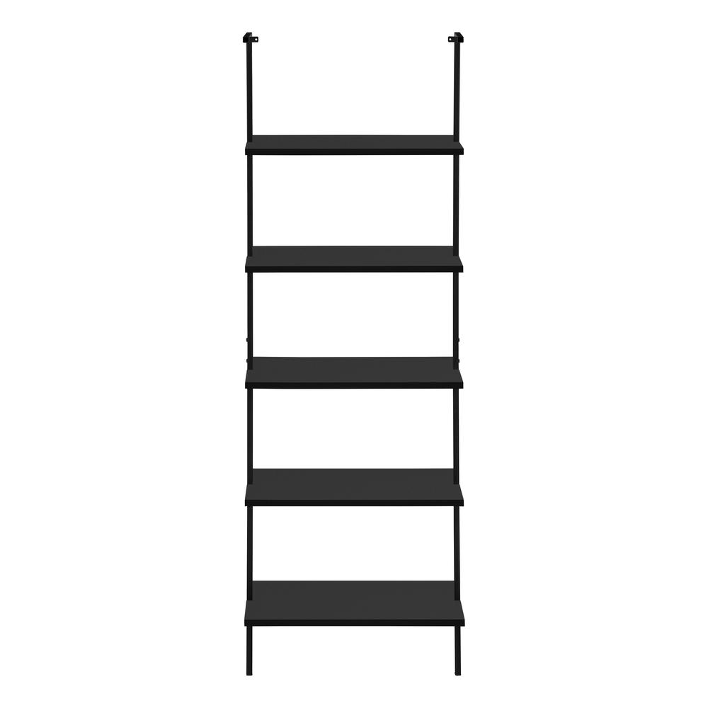 Start2Finish 5-tier bookshelf with ladder, wooden bookcase for office or bedroom storage, featuring open shelving and a modern design.