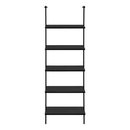 Start2Finish 5-tier bookshelf with ladder, wooden bookcase for office or bedroom storage, featuring open shelving and a modern design.