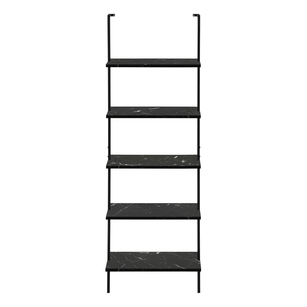 Start2Finish 5-tier bookshelf with ladder, ideal for office or bedroom, featuring open shelves and a modern design