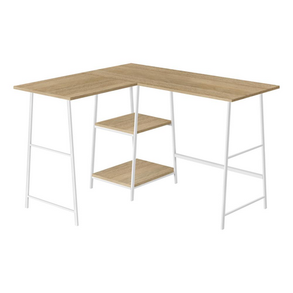 Start2Finish L-shaped home office computer desk with corner design and storage shelves, ideal for workspace organization.