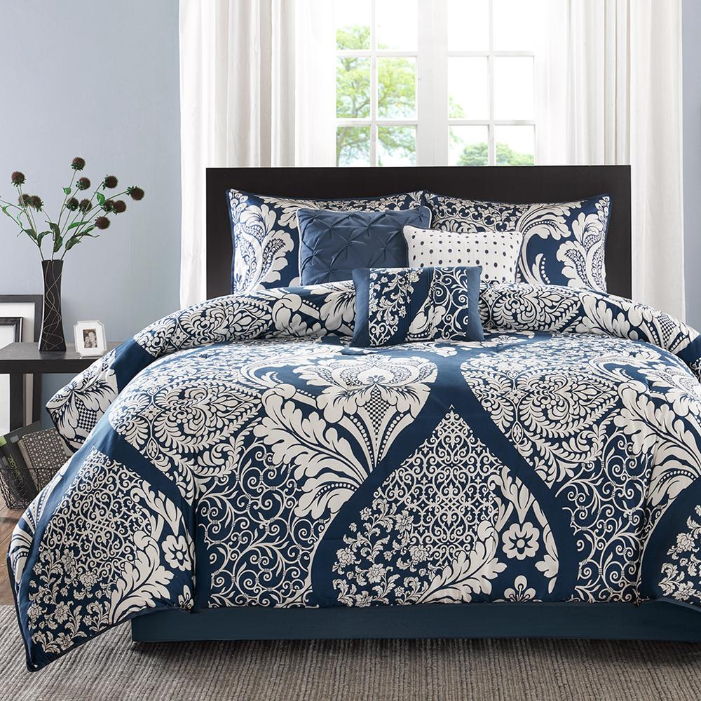 Start2Finish 7-piece cotton printed comforter set with coordinating pillow shams and decorative pillows in colorful floral pattern.