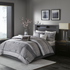 Start2Finish 7-piece Jacquard comforter set with decorative pillows and matching bed linens, showcasing intricate woven patterns.