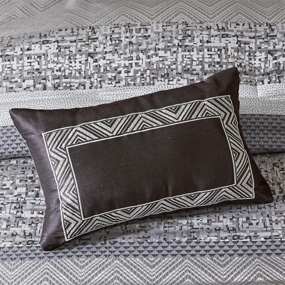 Start2Finish 7-piece jacquard comforter set with intricate woven pattern, including matching pillow shams and bed skirt.