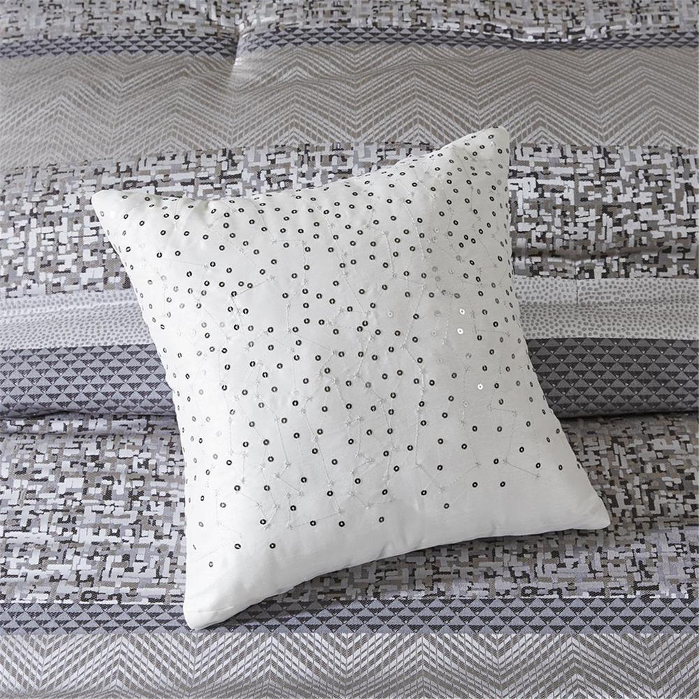 Start2Finish 7-piece Jacquard comforter set with intricate woven pattern and matching pillow shams in elegant bedroom decor style.