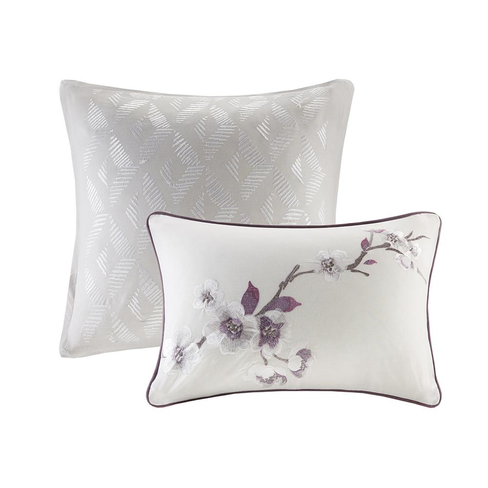 Start2Finish Holly 8-piece cotton comforter set in purple and taupe, featuring a plush comforter and matching pillow shams.