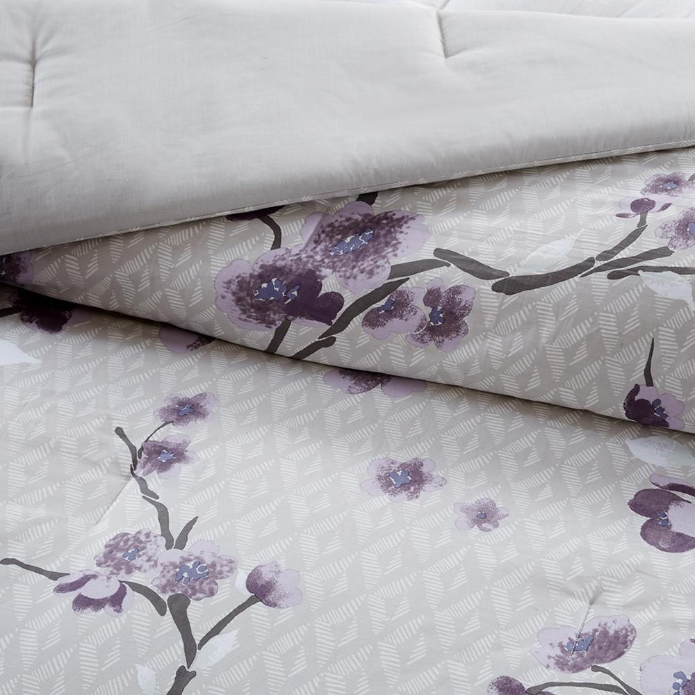 Start2Finish Holly 8-piece cotton comforter set in purple and taupe, featuring a soft, stylish bedding design with matching pillows.