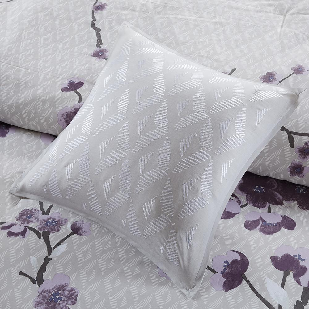 Start2Finish Holly 8-piece cotton comforter set in purple and taupe, featuring a cozy, stylish bedding design.