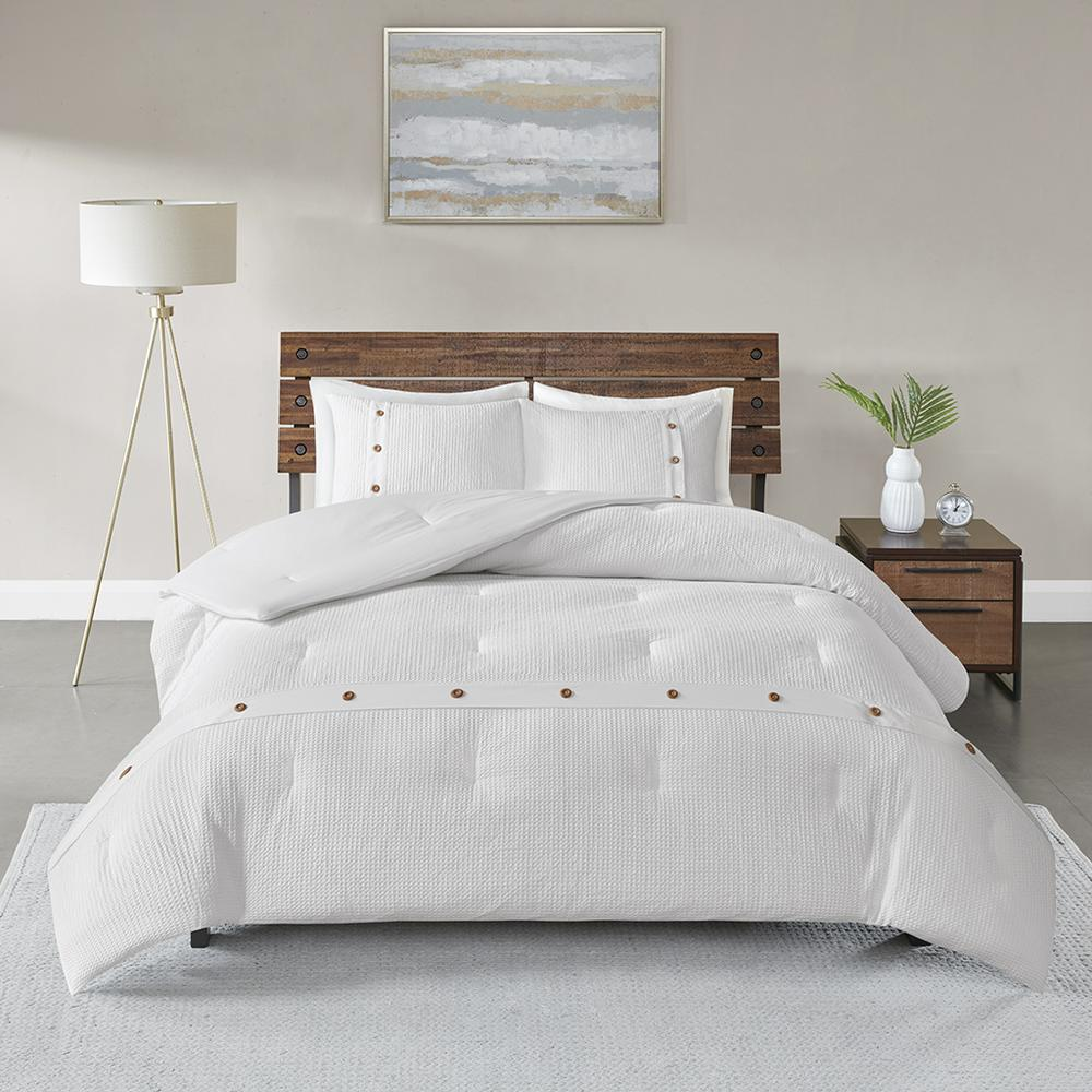 Start2Finish 3-piece cotton waffle weave comforter bedding set with soft, textured fabric and coordinating pillow shams.