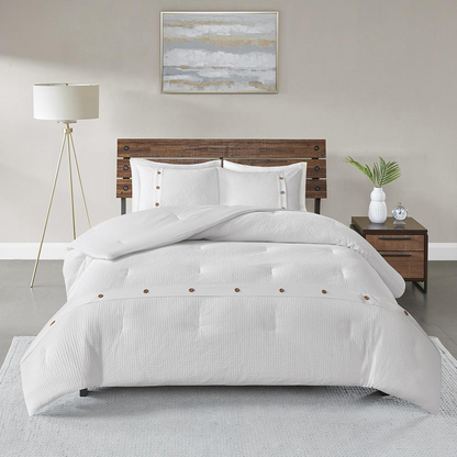 Start2Finish 3-piece cotton waffle weave comforter bedding set with soft, textured fabric and coordinating pillow shams.