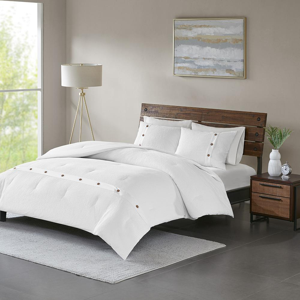 Start2Finish 3-piece cotton waffle weave comforter bedding set with soft, textured fabric and matching pillow shams.