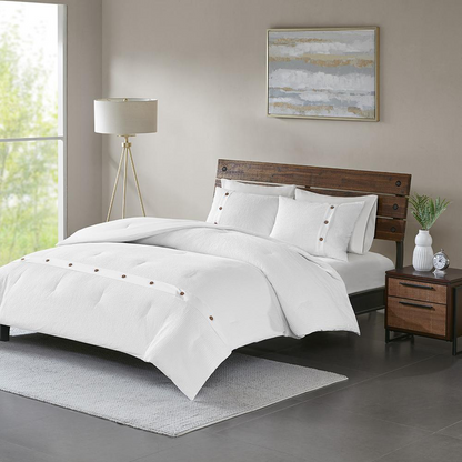 Start2Finish 3-piece cotton waffle weave comforter bedding set with soft, textured fabric and matching pillow shams.