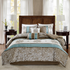 Start2Finish jacquard 7-piece comforter bedding set with intricate woven pattern and matching pillow shams on a neatly made bed.