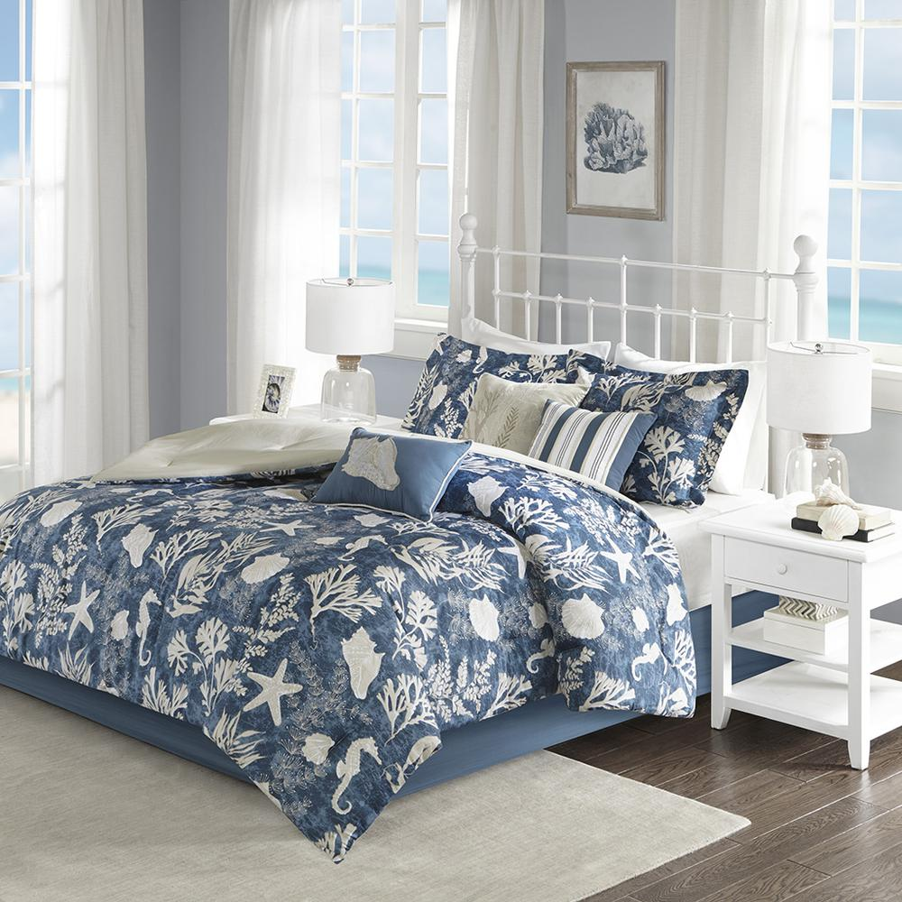 Start2Finish 7-piece cotton sateen comforter set with matching pillow shams, shown in a stylish bedding display.