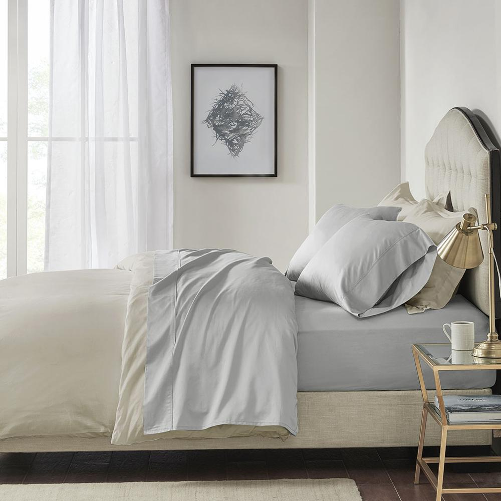Start2Finish Pima cotton sheet set with smooth, white bedsheets and pillowcases on a neatly made bed.