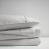 Start2Finish Pima cotton sheet set with smooth, white bed sheets and pillowcases laid out on a neatly made bed.