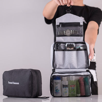 Maroon Asteria portable travel makeup bag with built-in hooks and compartments for easy organization and on-the-go use.