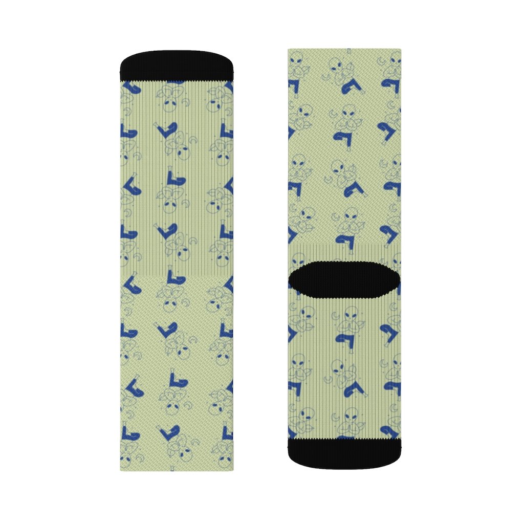 Yellow Pandora alien-themed yoga socks with colorful alien designs and comfortable stretch fit, ideal for yoga and casual wear.