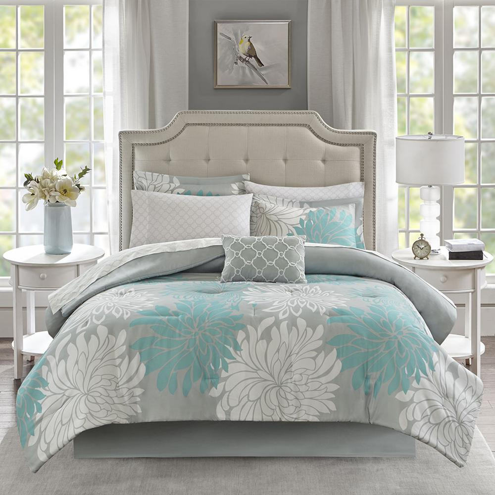 Start2Finish 7-piece comforter set with cotton bed sheets, featuring a cozy, stylish bedding ensemble in neutral tones.