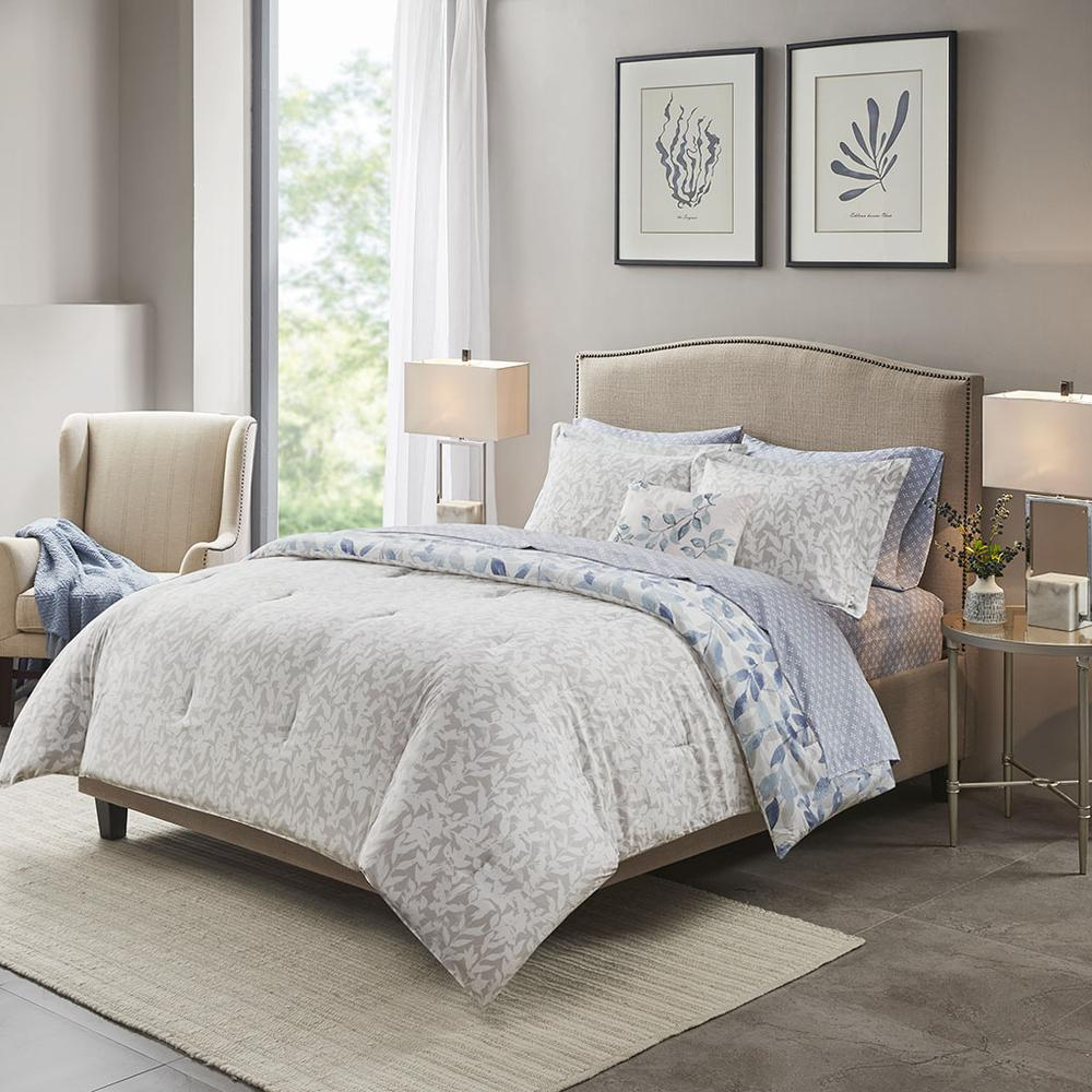 Reversible 8-piece comforter set with matching bed sheets from Start2Finish, showcasing cozy bedding with two design options.