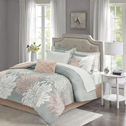 Start2Finish 9-piece comforter set with cotton bed sheets, featuring a cozy, stylish bedding ensemble in soft, inviting fabric.