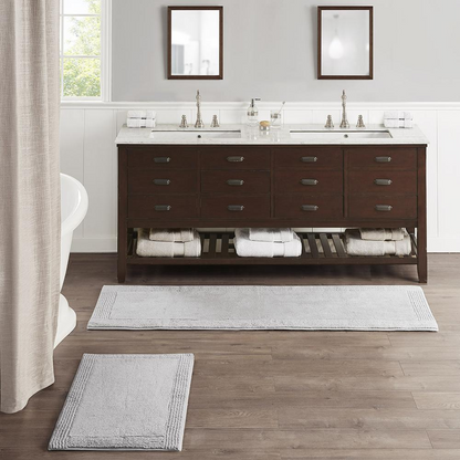 Start2Finish 100% cotton tufted reversible bath rug with 3000GSM, featuring a plush, textured surface and a stylish design.
