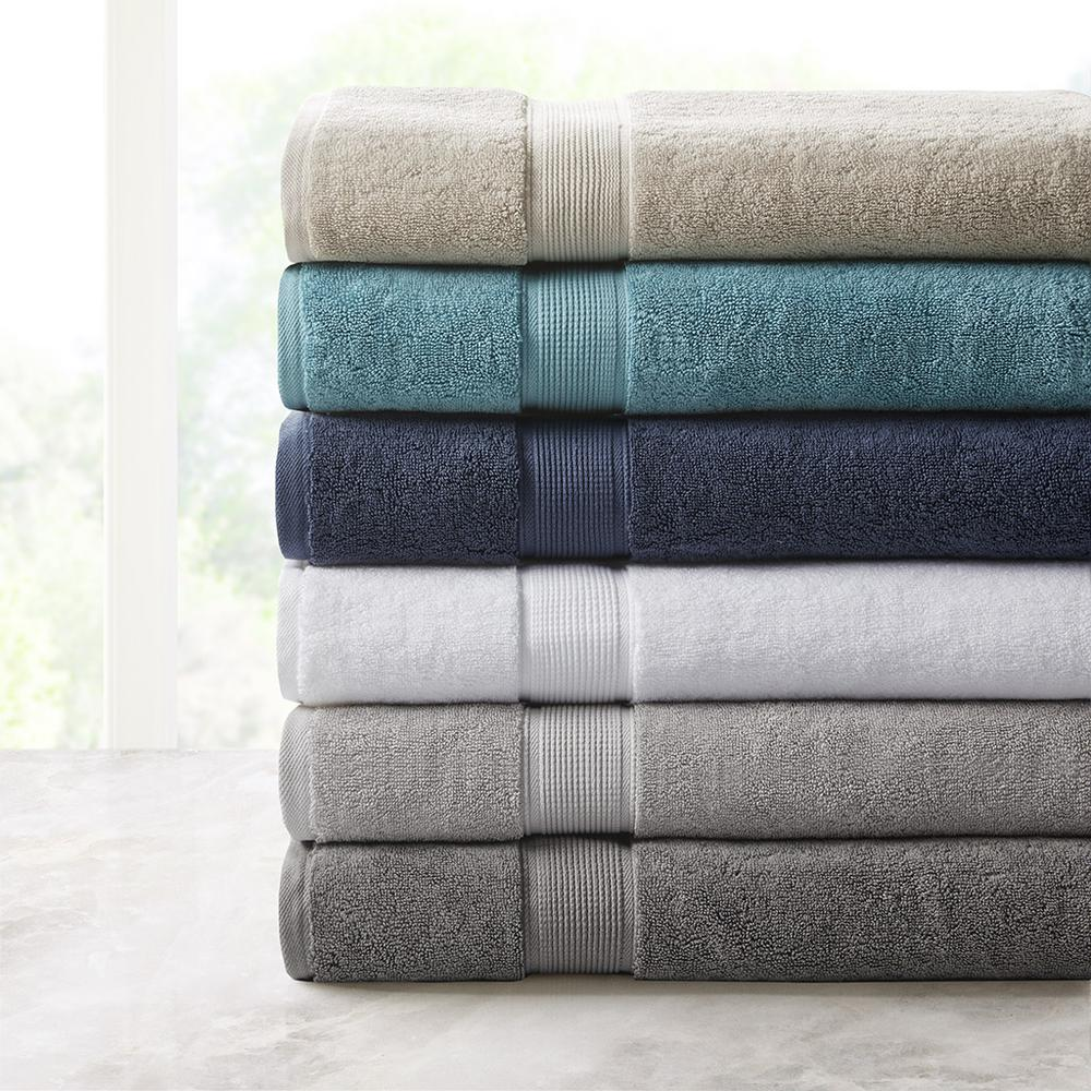 Start2Finish 100% cotton antimicrobial bath sheet 2-piece set, showing soft, plush white towels with textured edges.
