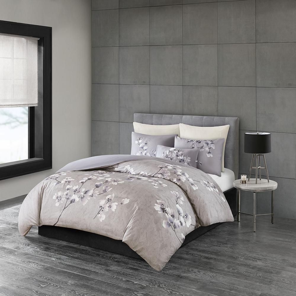 Start2Finish 3-piece cotton sateen printed comforter set with floral design on soft, smooth bedding for a cozy bedroom look.