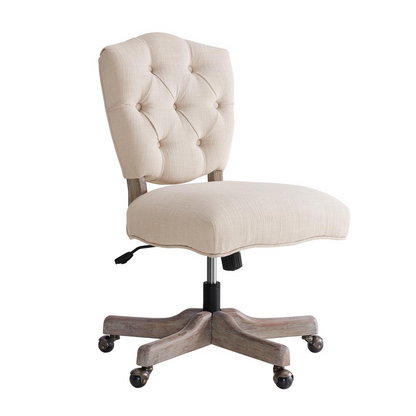 Kelsey Office Chair by Start2Finish with natural wood finish, ergonomic design, cushioned seat, and adjustable height.