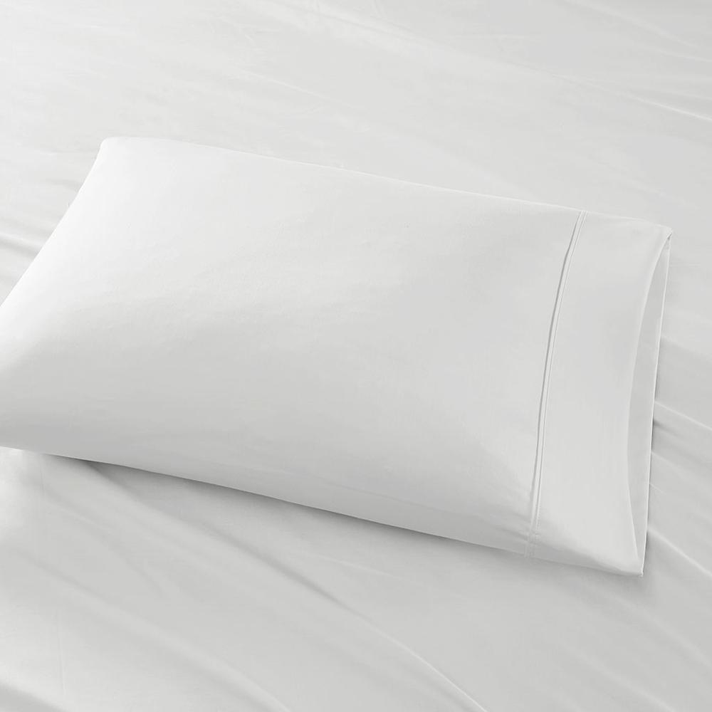 Start2Finish Pima cotton sheet set with smooth, white bed linens and neatly folded sheets for a comfortable sleep experience.
