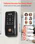 Start2Finish VEVOR keyless entry door lock with touchpad, backlit keypad, IC card, and customizable codes in matte black.