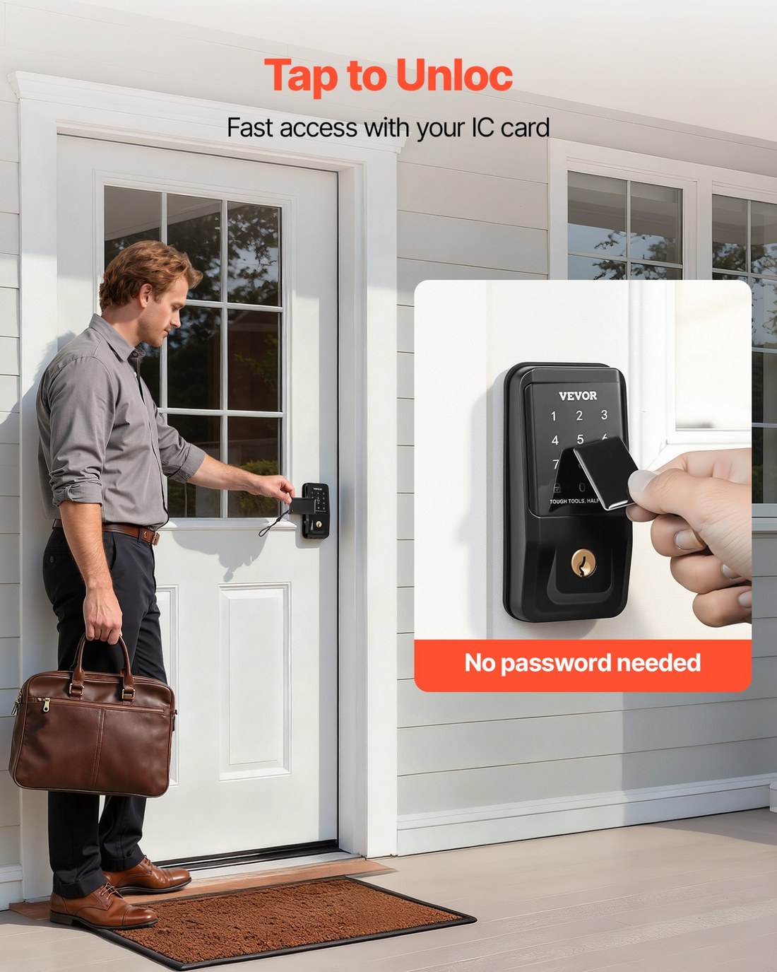 Start2Finish VEVOR keyless entry door lock with touchpad, digital deadbolt, backlit keypad, and customizable user codes.