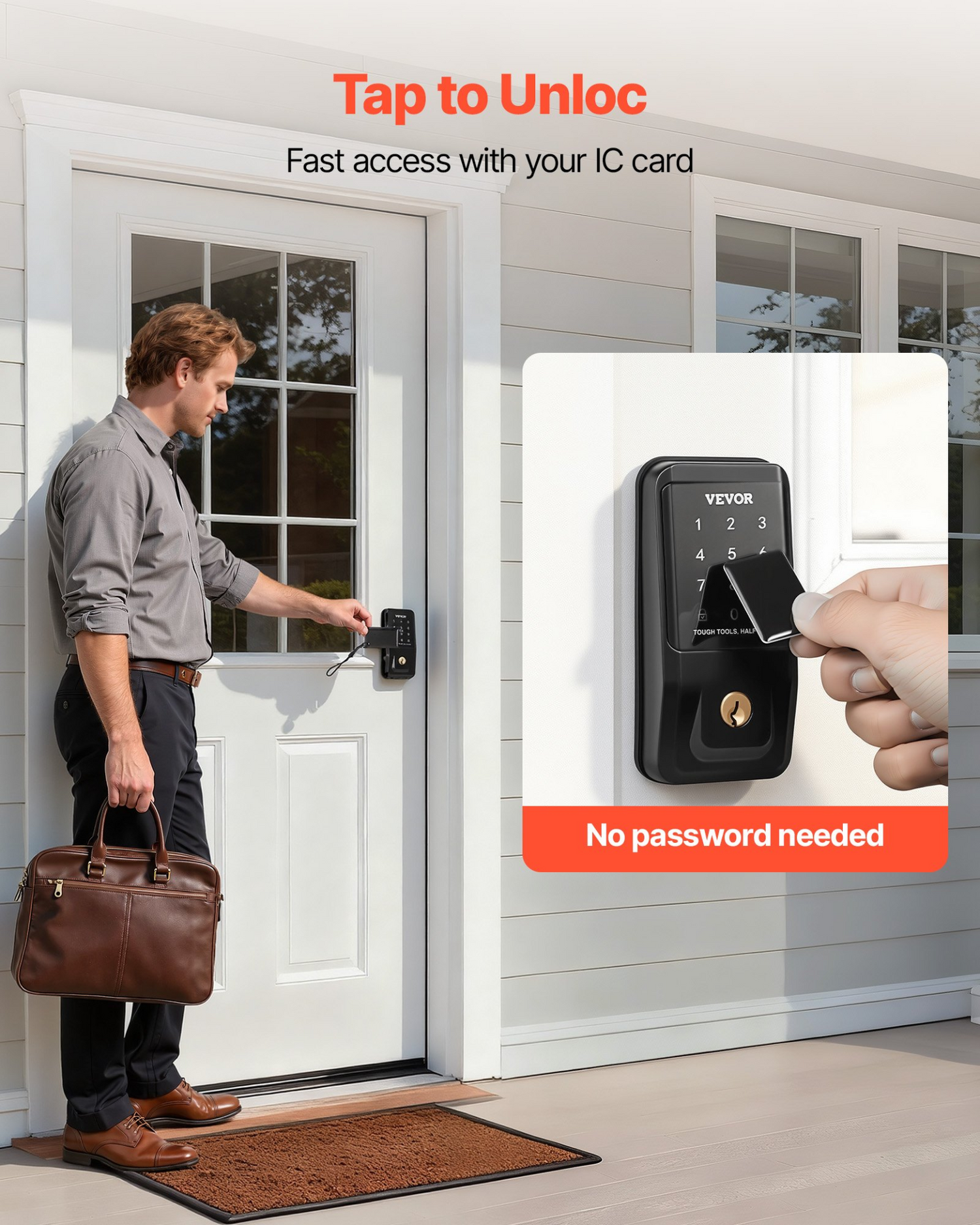 Start2Finish VEVOR keyless entry door lock with touchpad, digital deadbolt, backlit keypad, and customizable user codes.
