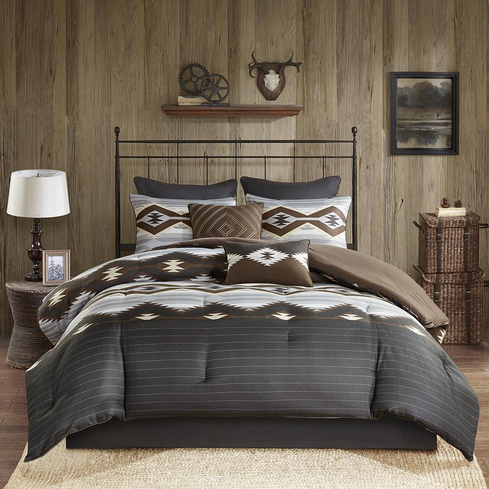 Bitter Creek oversized comforter set in grey and brown bedding with soft, plush fabric and matching pillow shams from Start2Finish.